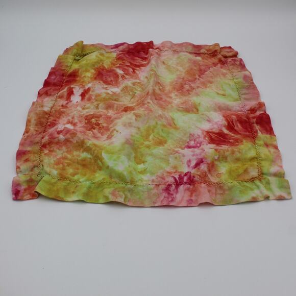 Pottery Barn Linen Napkins SET 6 Pink Yellow Tie Dye Pastel Festive Party - Picture 2 of 14